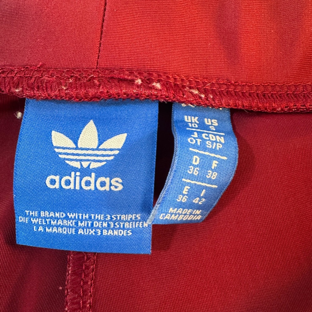 Adidas Originals 3-Stripe Trefoil Leggings Maroon Pink Women's Small Y2K - Picture 4 of 6